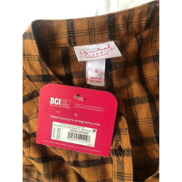 Isabel maternity Women’s brushed flannel maternity shirt top Plaid S NWT! - Picture 5 of 6